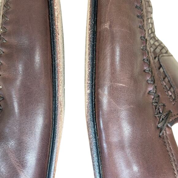 Johnston & Murphy Loafers Men’s 8 Brown Woven Genuine Leather Basket Weave